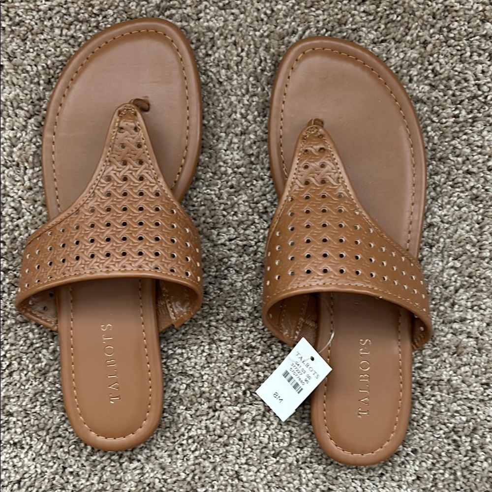 Talbots Tan Sandals with Woven Leather Upper